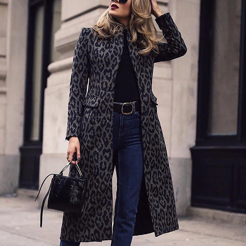 Aureline—Leopard Print Mid-Length Coat