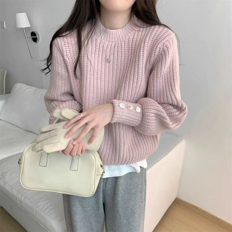 SoftAura —Long Sleeve Retro Knit Sweater