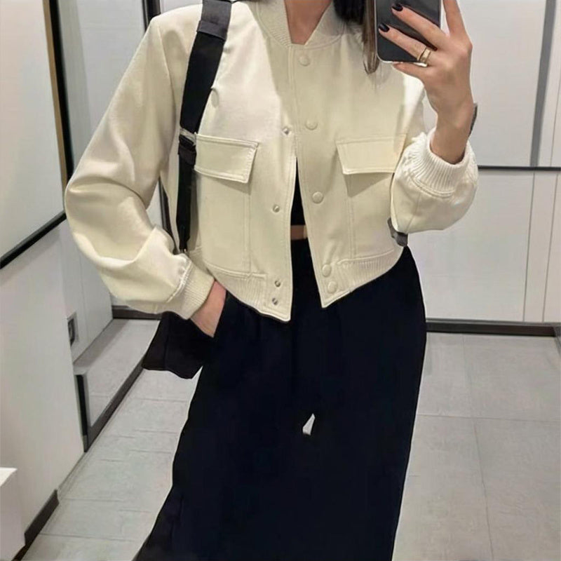 UrbanChic Cropped Baseball Jacket