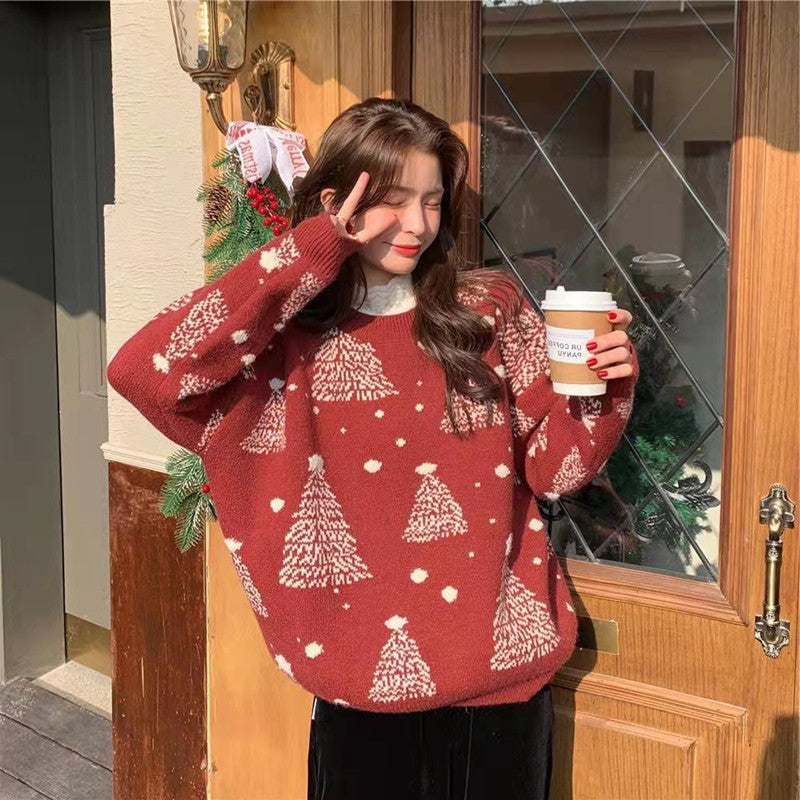 CozyJoy—Red Christmas Tree Sweater
