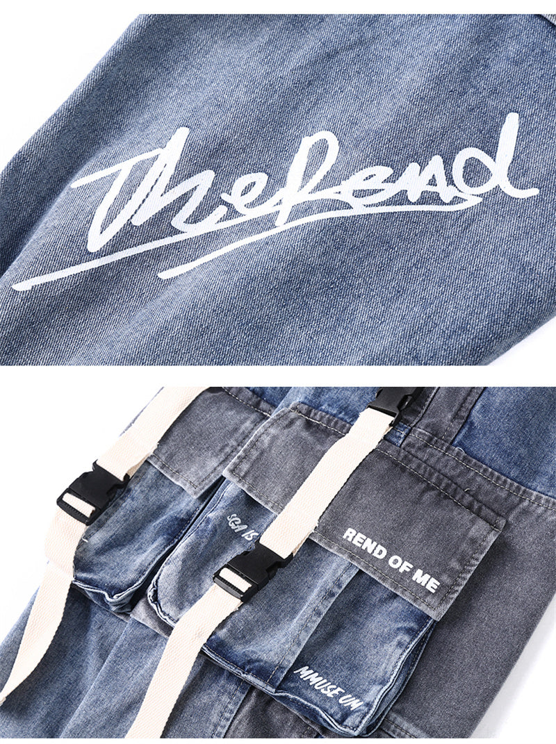 Ravtor—Loose Hip-Hop Cargo Denim Jeans