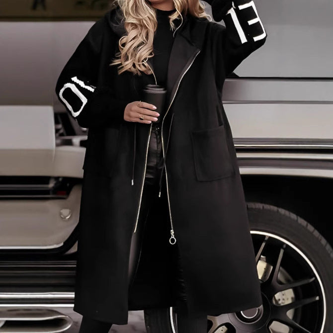 Velmora—Hooded Knit-Sleeve Trench Coat