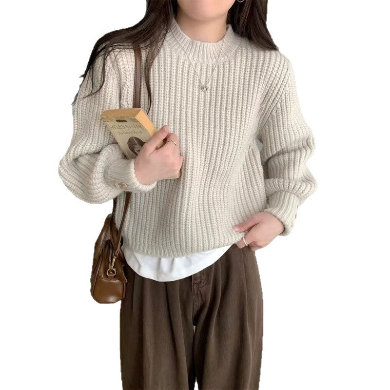 SoftAura —Long Sleeve Retro Knit Sweater