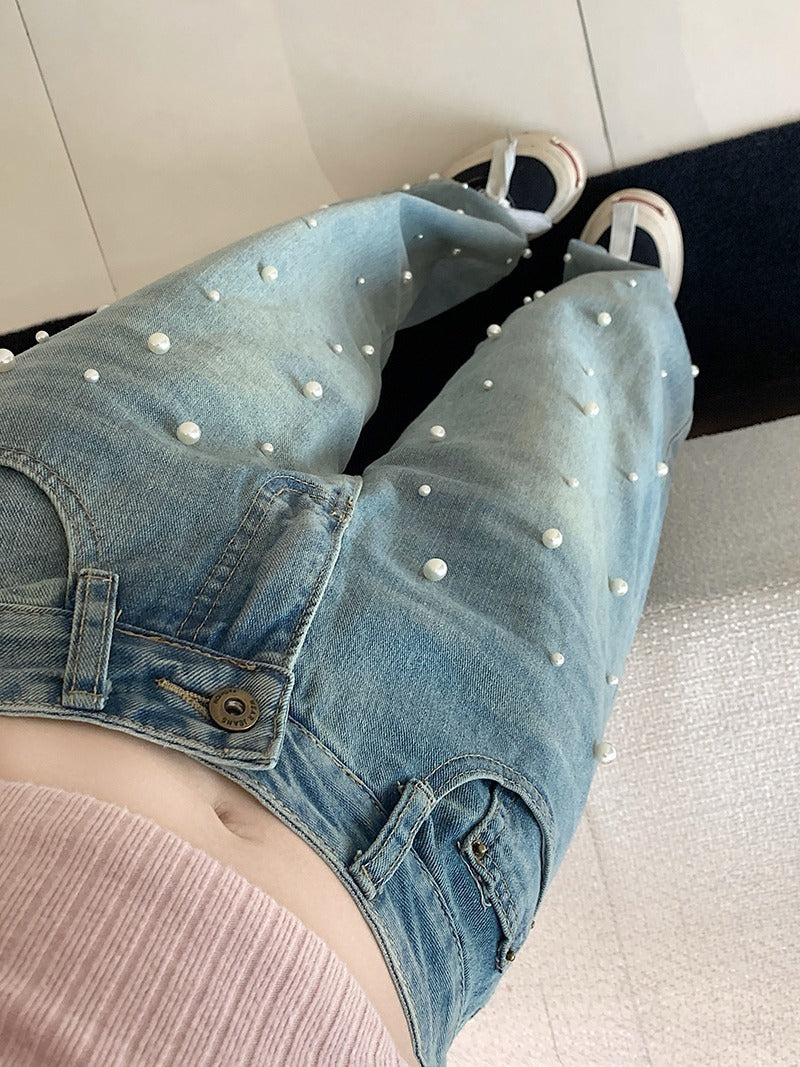 Ventra—High Waist Pearl Denim Jeans