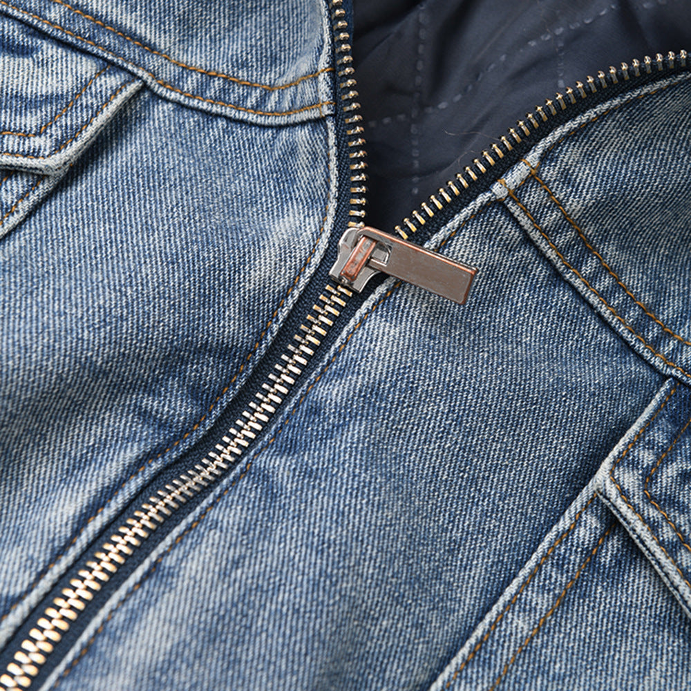 LuxeFur—Quilted Denim Jacket