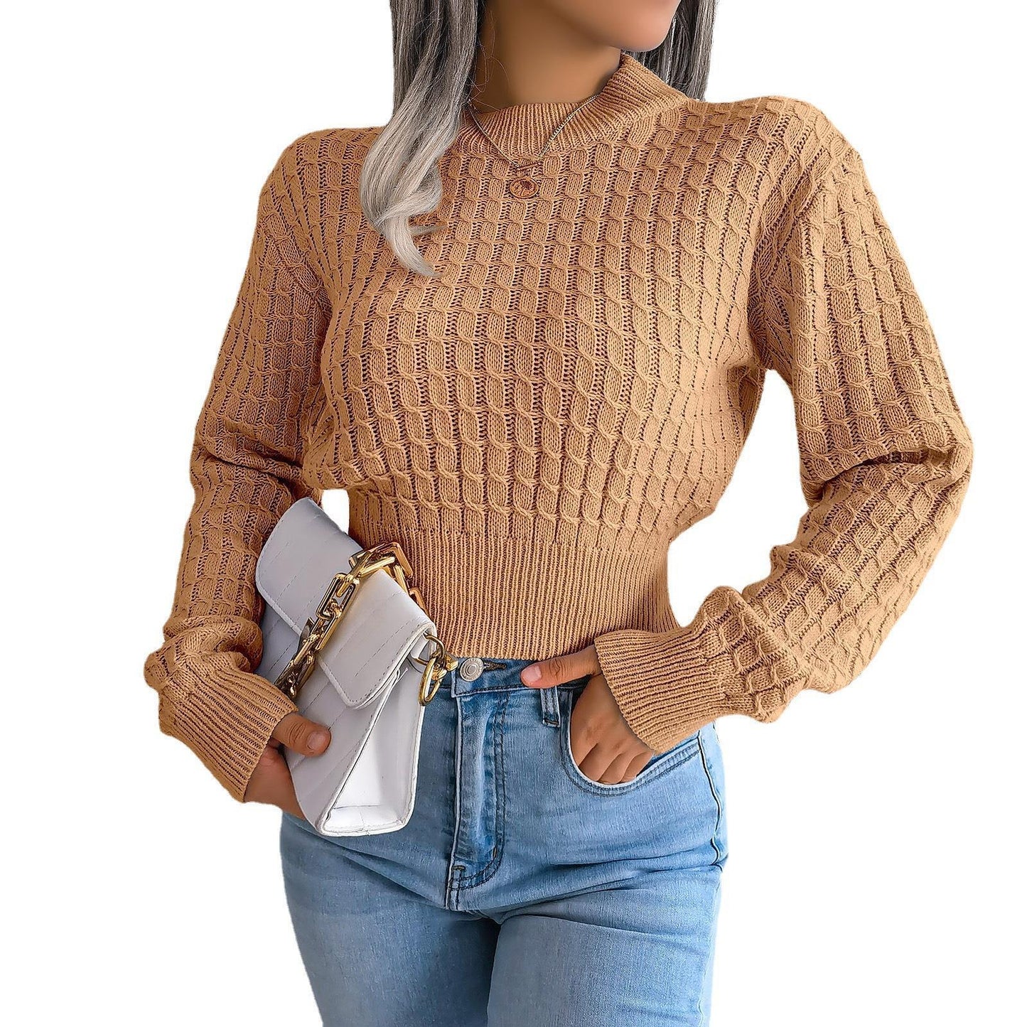 TrendWeave—Cropped Knit Sweater