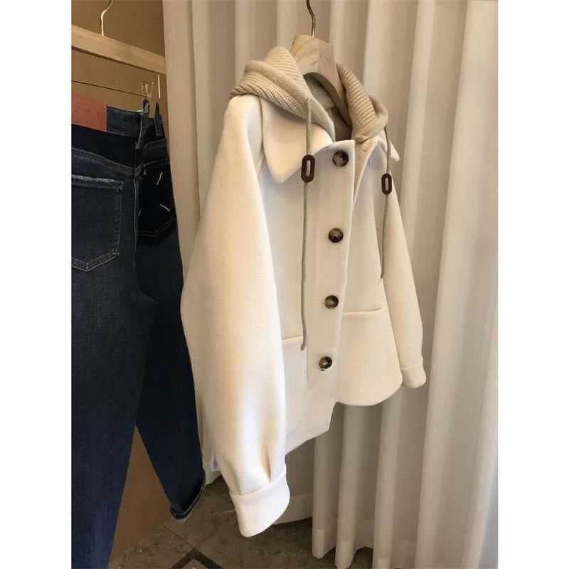 Élancia—Cozy Woolen Hooded Jacket