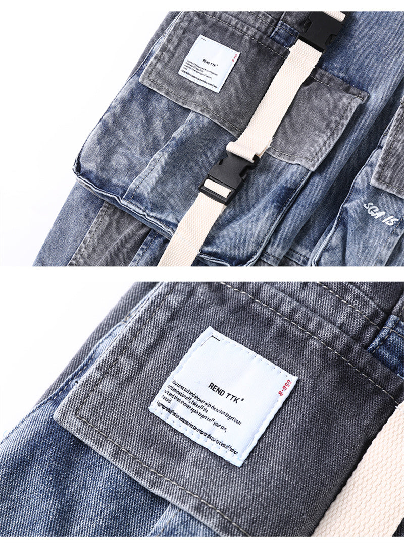 Ravtor—Loose Hip-Hop Cargo Denim Jeans
