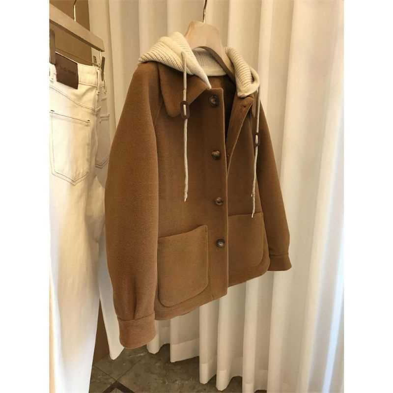 Élancia—Cozy Woolen Hooded Jacket