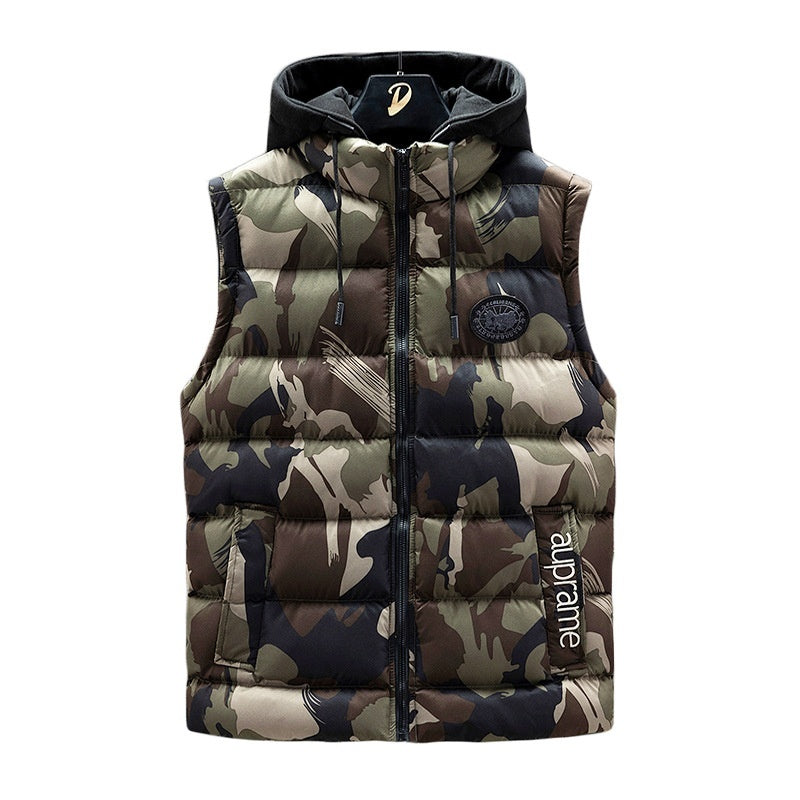 UrbanCamo—Hooded Puffer Vest Jacket