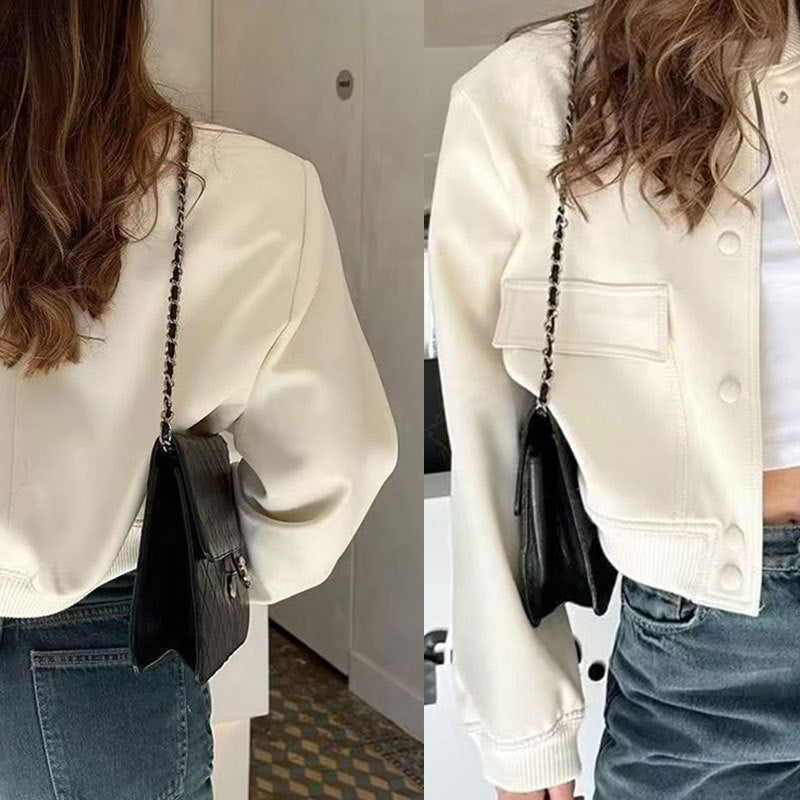 UrbanChic Cropped Baseball Jacket