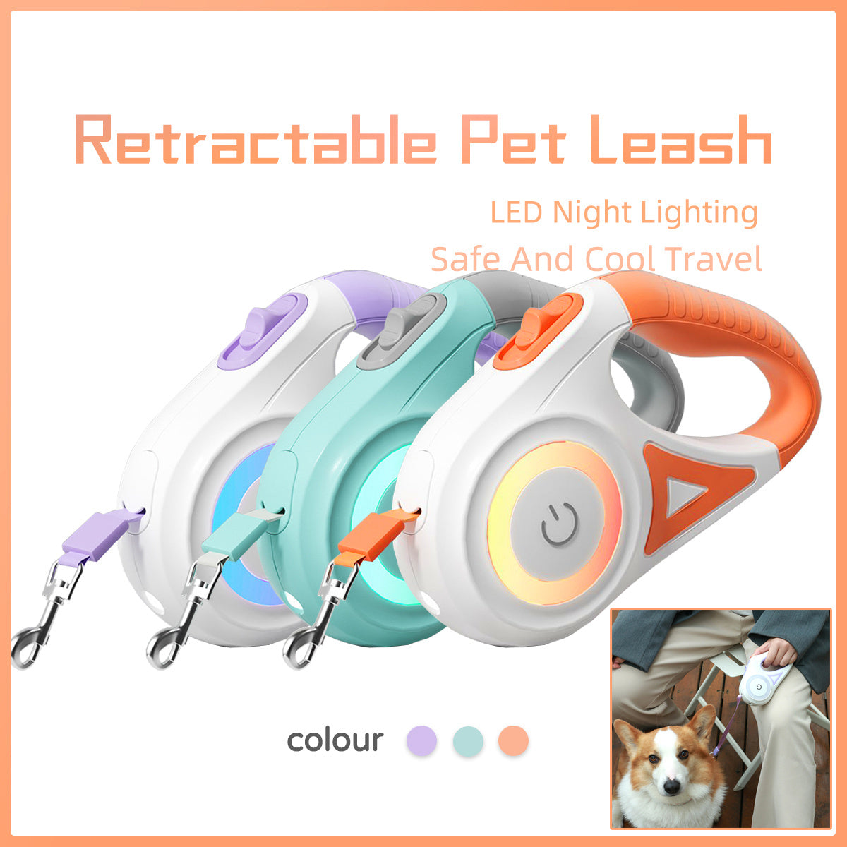 LumiPaw—LED Retractable Dog Leash