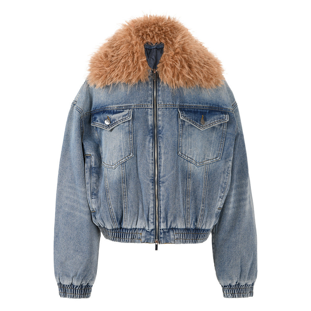 LuxeFur—Quilted Denim Jacket