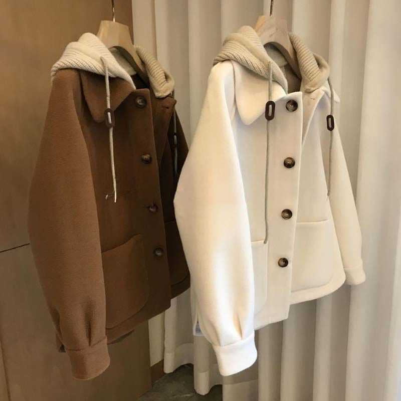 Élancia—Cozy Woolen Hooded Jacket