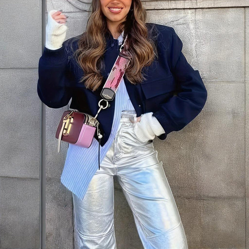 UrbanChic Cropped Baseball Jacket