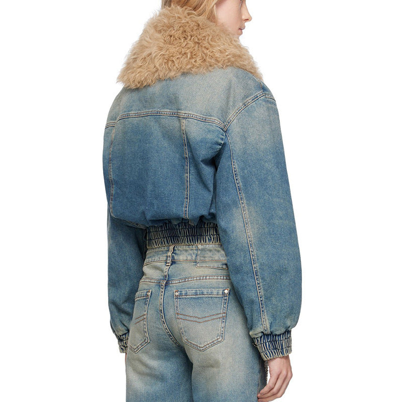 LuxeFur—Quilted Denim Jacket