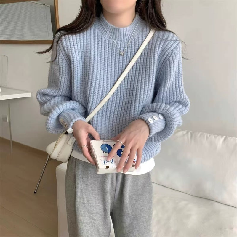SoftAura —Long Sleeve Retro Knit Sweater
