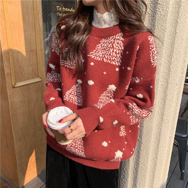 CozyJoy—Red Christmas Tree Sweater