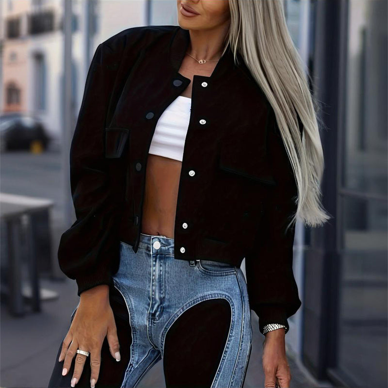 UrbanChic Cropped Baseball Jacket