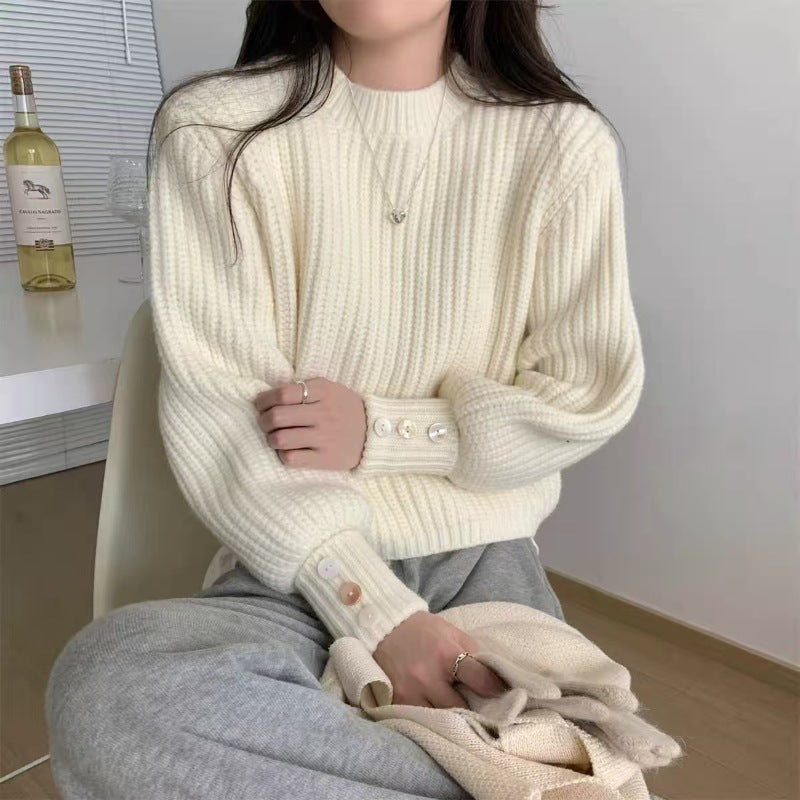 SoftAura —Long Sleeve Retro Knit Sweater