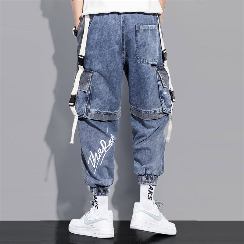 Ravtor—Loose Hip-Hop Cargo Denim Jeans
