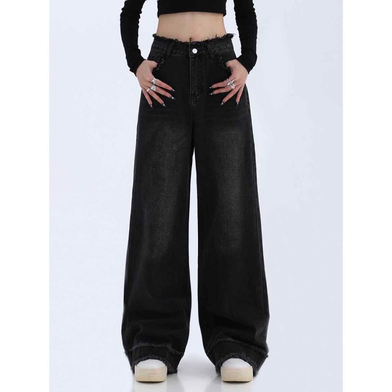Velvra—High-Waist Wide-Leg Denim Jeans