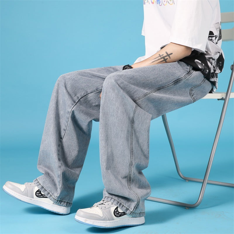 Dravon—Straight Loose Cargo Denim Jeans