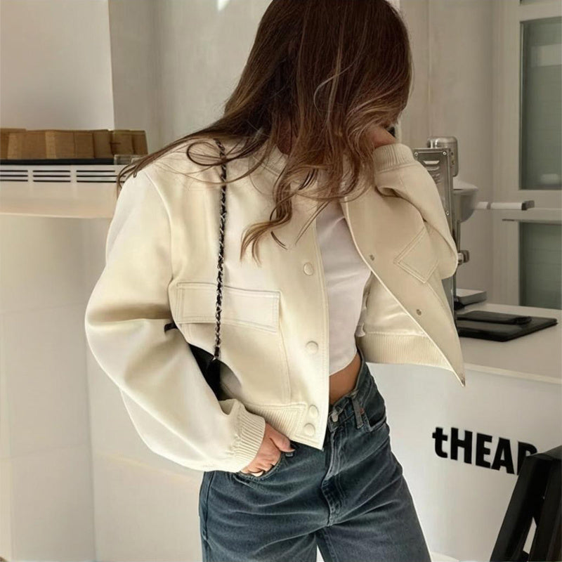 UrbanChic Cropped Baseball Jacket