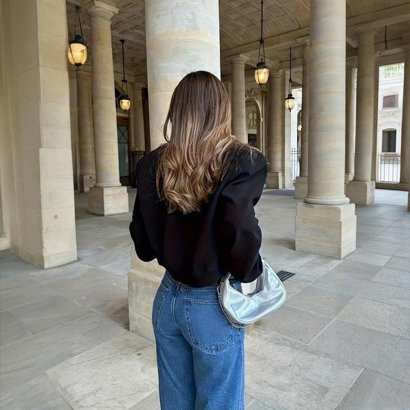 UrbanChic Cropped Baseball Jacket