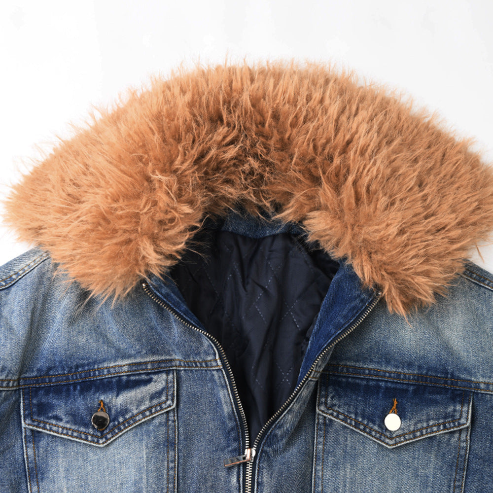 LuxeFur—Quilted Denim Jacket