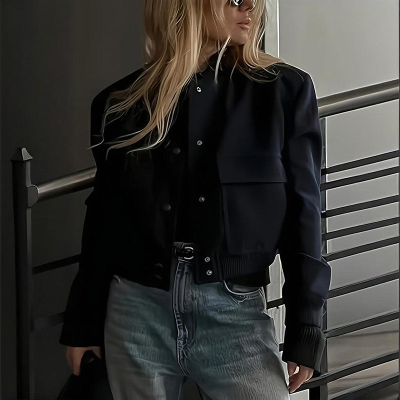 UrbanChic Cropped Baseball Jacket