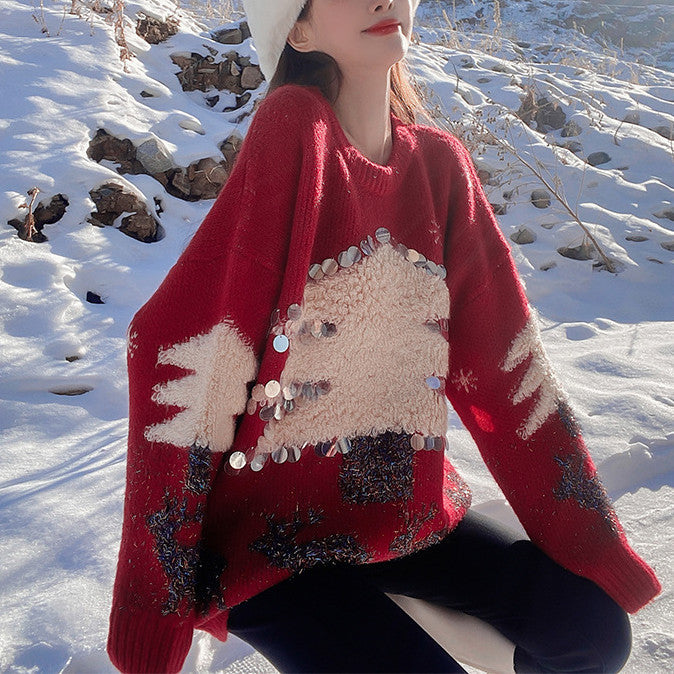 CozyCharm—Loose Christmas Tree Sweater