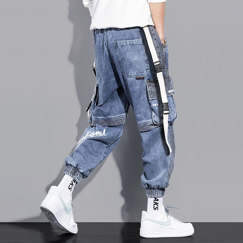 Ravtor—Loose Hip-Hop Cargo Denim Jeans