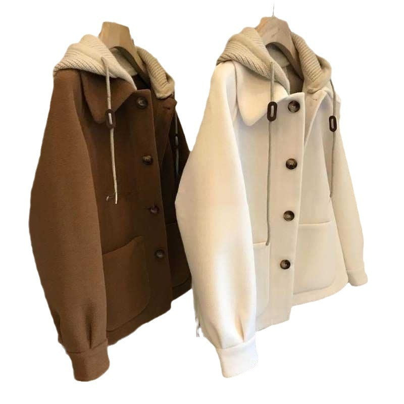 Élancia—Cozy Woolen Hooded Jacket