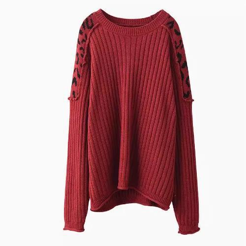 WildAura-Leopard Shoulder Pullover