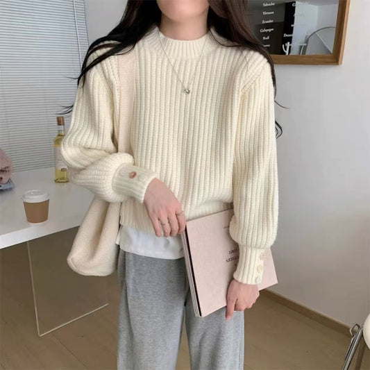 SoftAura —Long Sleeve Retro Knit Sweater