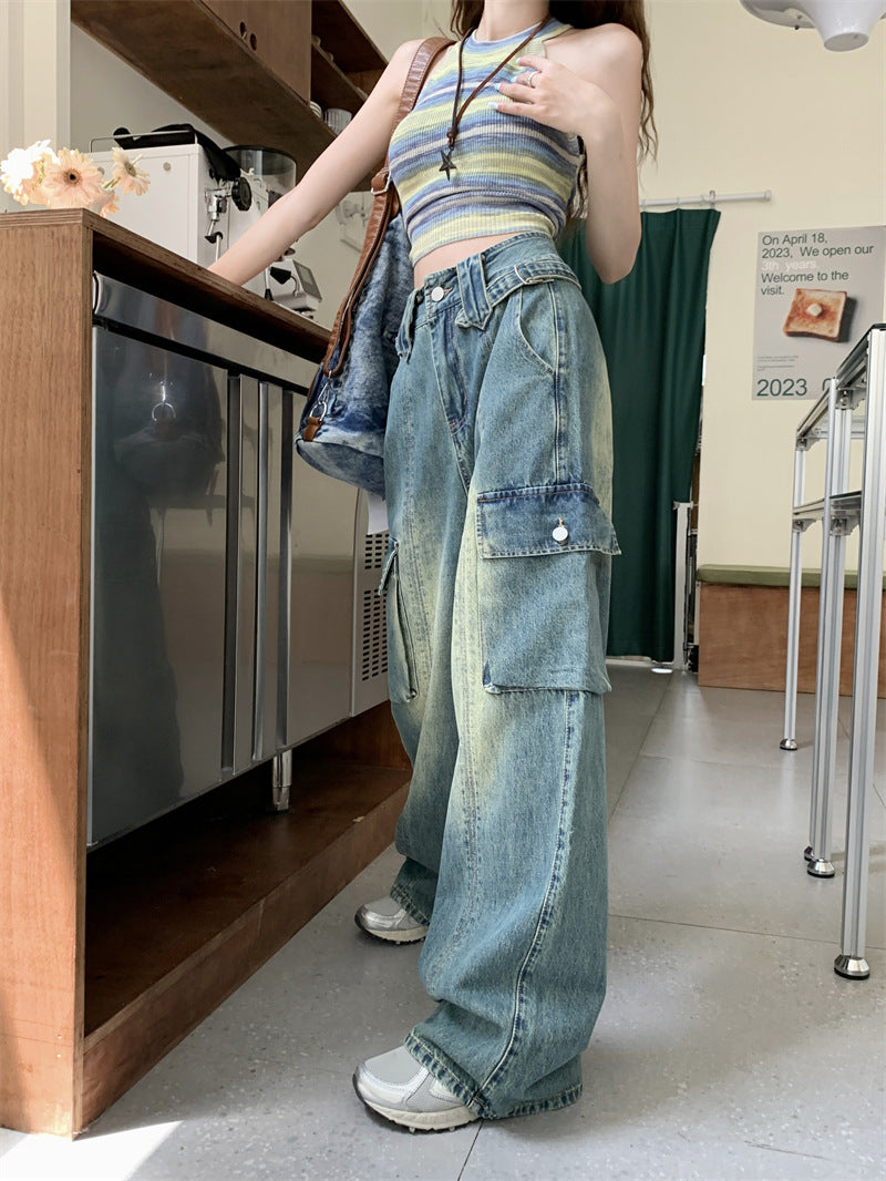 Vionne—High-Waist Wide-Leg Vintage Denim