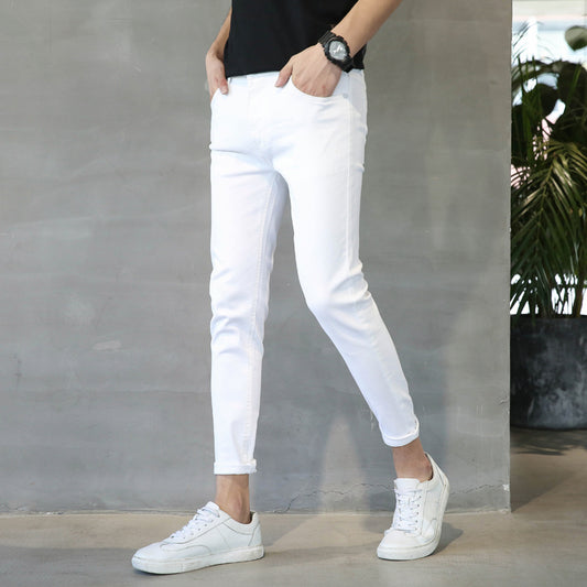 Arvion—White Slim Fit Stretch Jeans