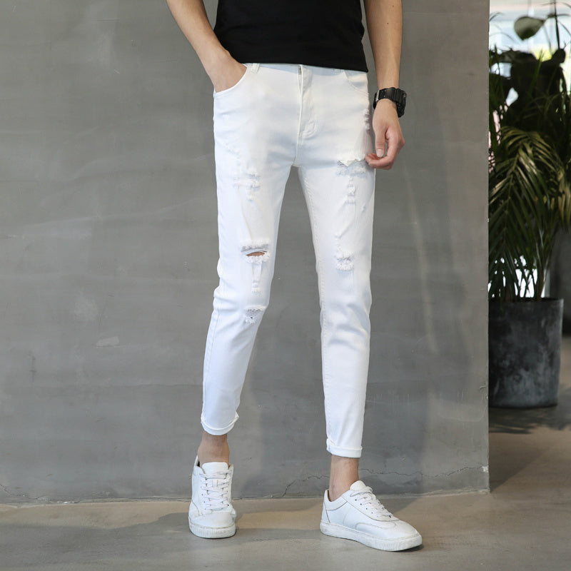 Arvion—White Slim Fit Stretch Jeans