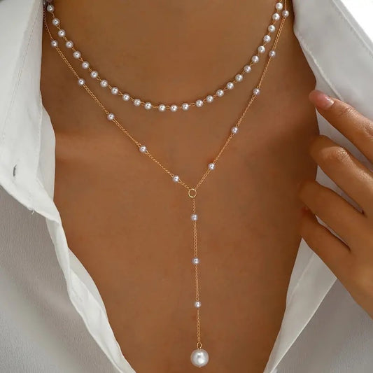 ElegancePearl—Double-Layer Y Necklace
