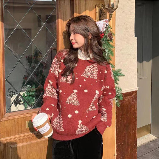 CozyJoy—Red Christmas Tree Sweater