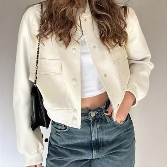 UrbanChic Cropped Baseball Jacket