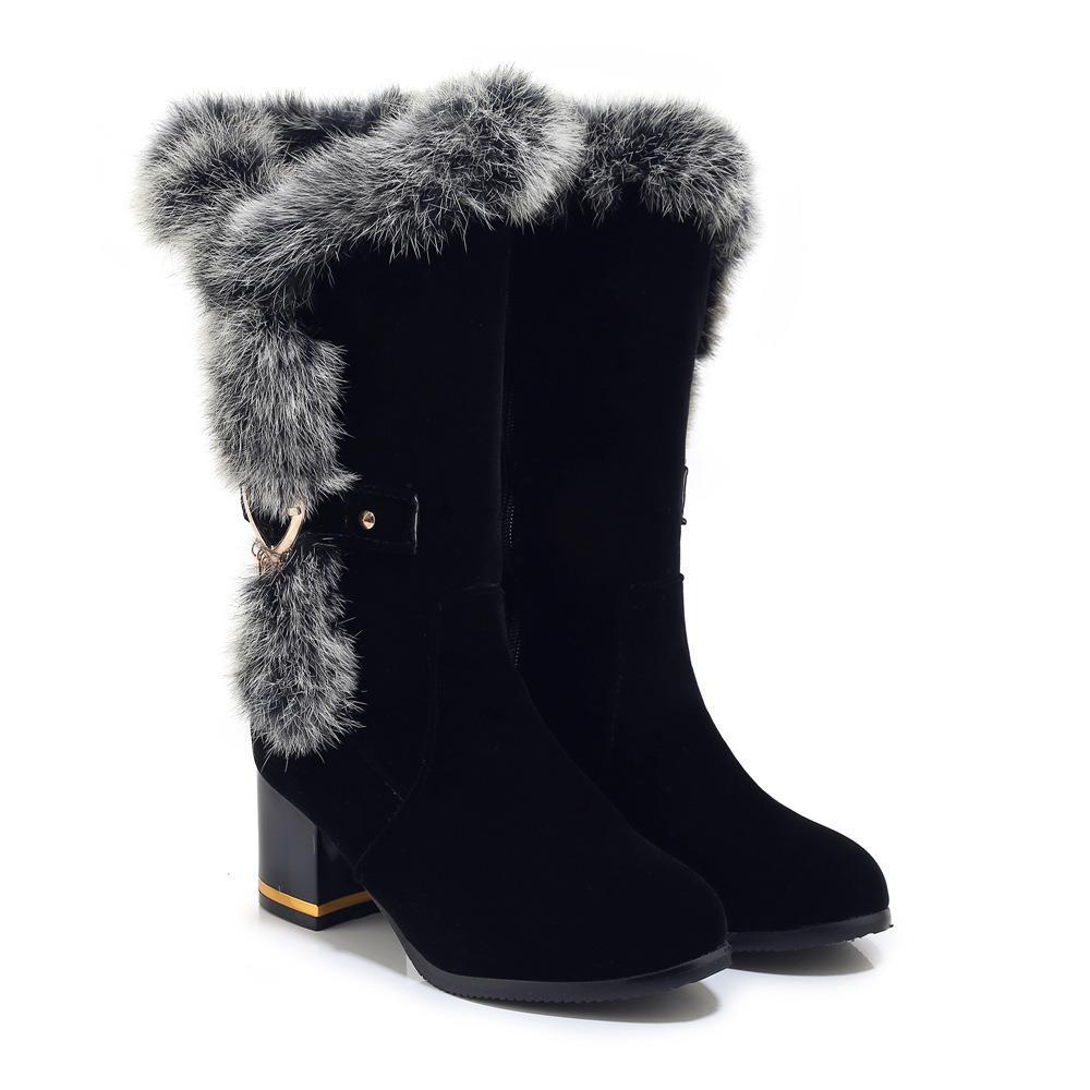 FrostLuxe—High Heel Fur Trimmed Boots
