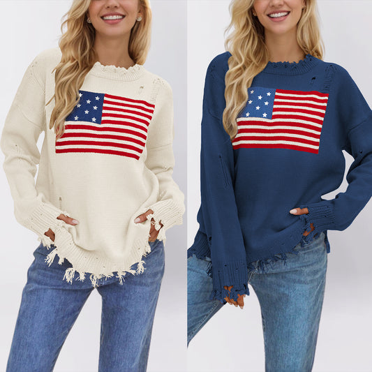 FreedomKnit- Women's American Flag Sweater