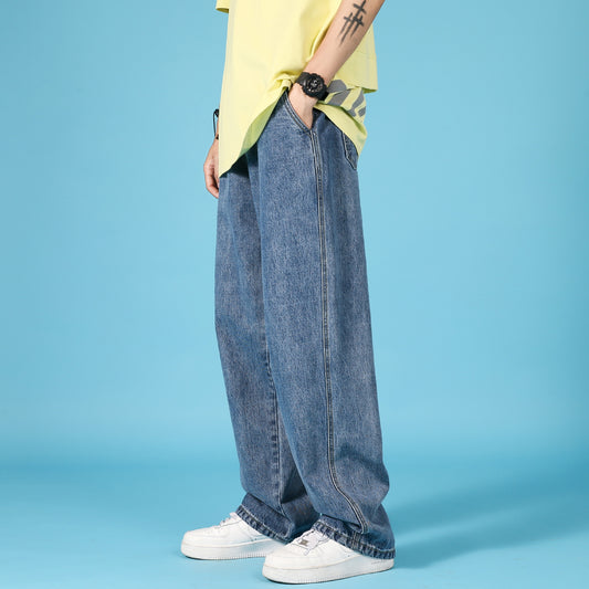Dravon—Straight Loose Cargo Denim Jeans