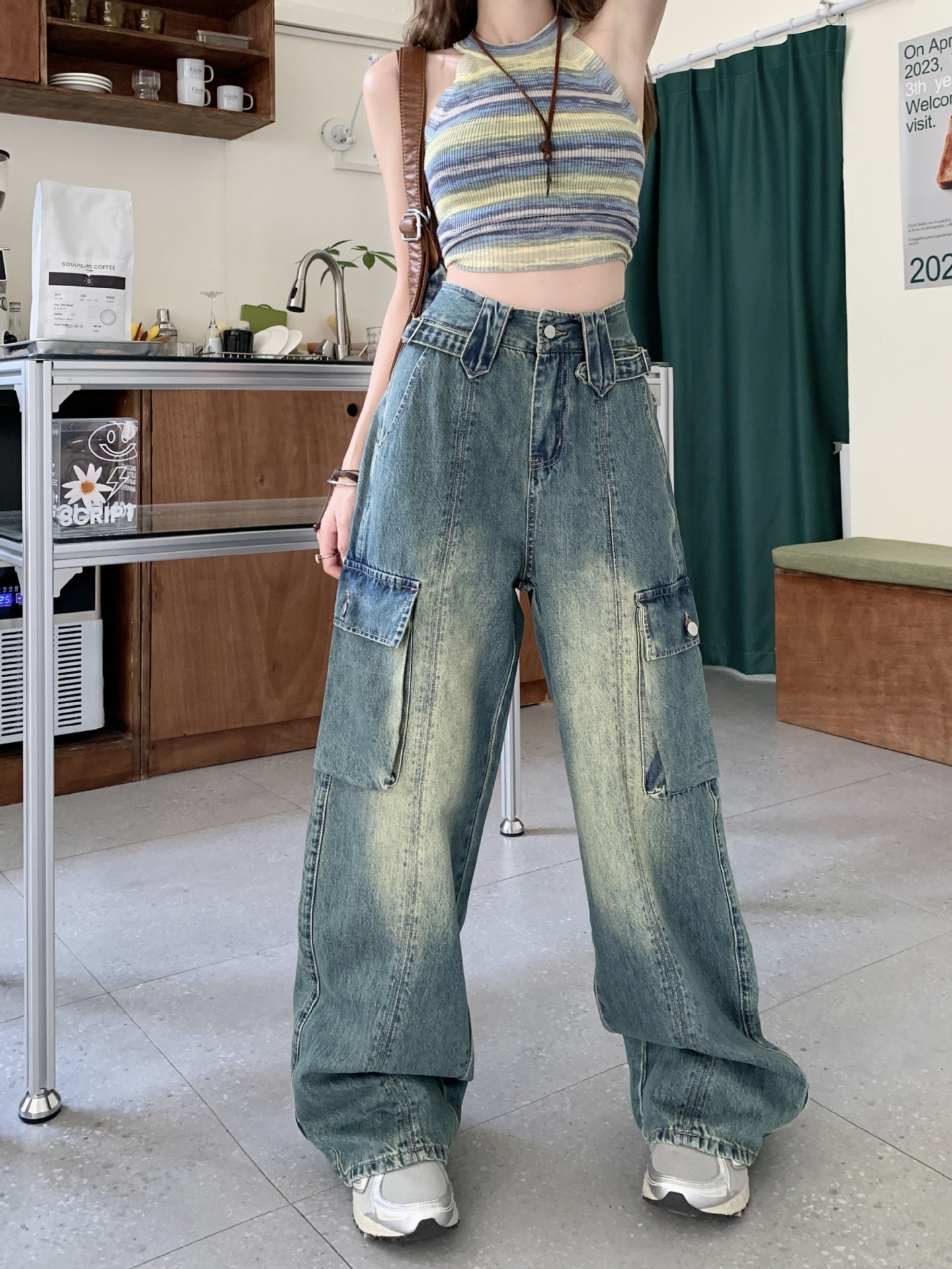 Vionne—High-Waist Wide-Leg Vintage Denim
