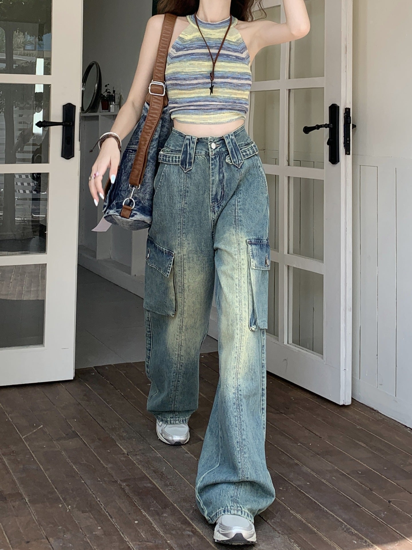 Vionne—High-Waist Wide-Leg Vintage Denim