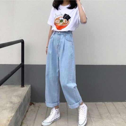 Aureen—Loose High-Waist Korean Denim