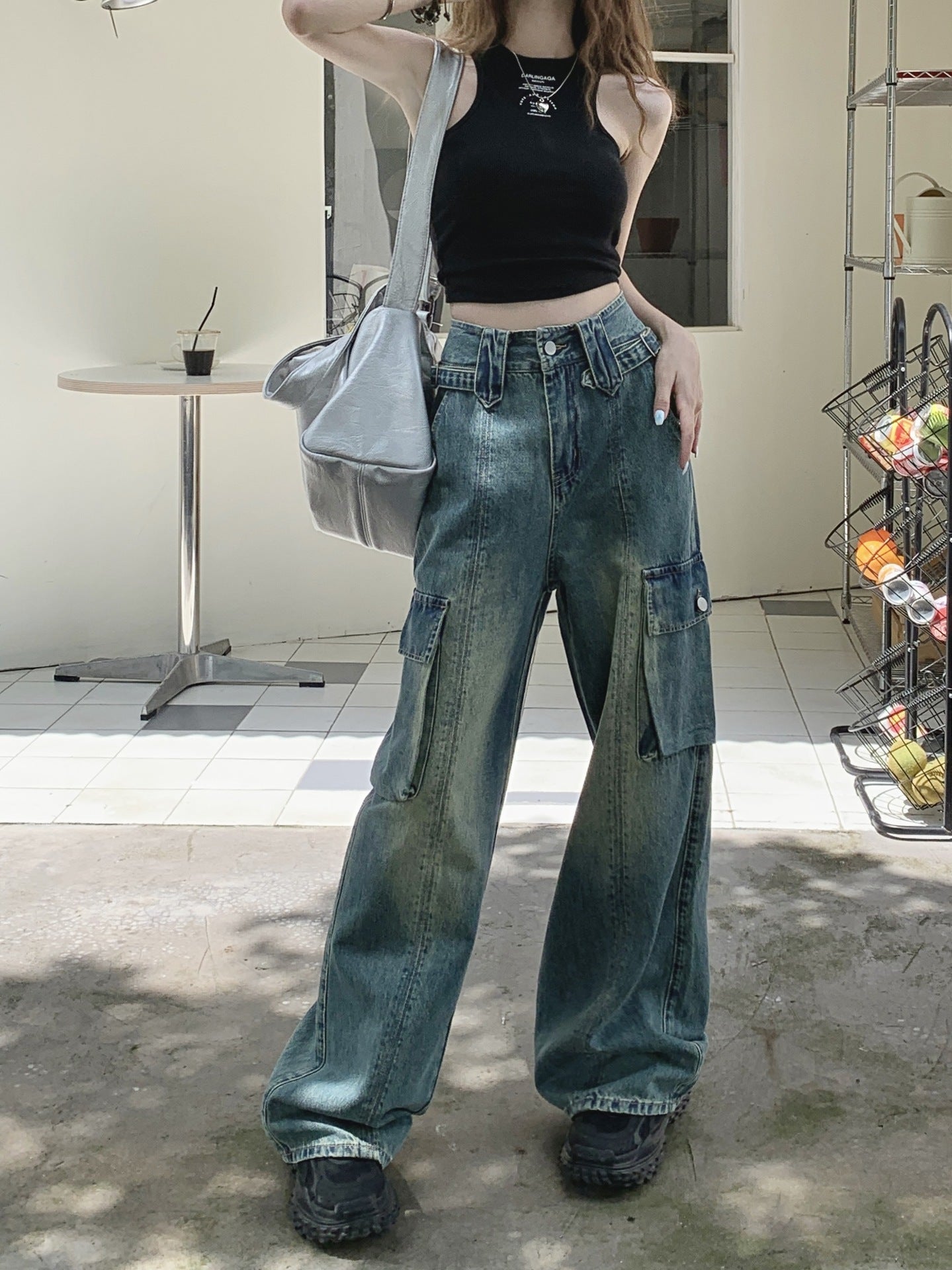 Vionne—High-Waist Wide-Leg Vintage Denim