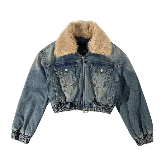 LuxeFur—Quilted Denim Jacket